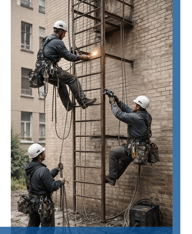 Ремонт пожарной лестницы в Долгопрудном от 7610 р. | ВЫСОТНИК-Длг