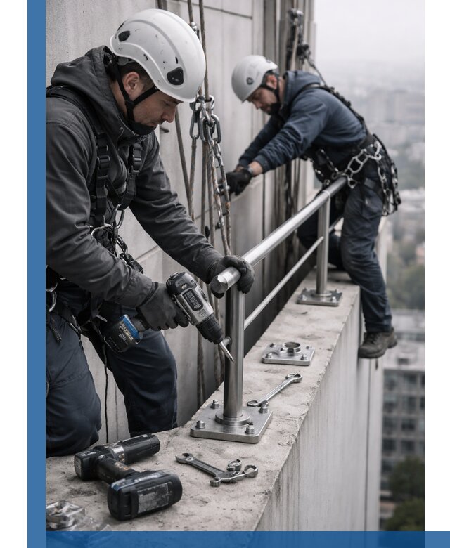 Монтаж перил на высоте в Долгопрудном для жилых и промобъектов