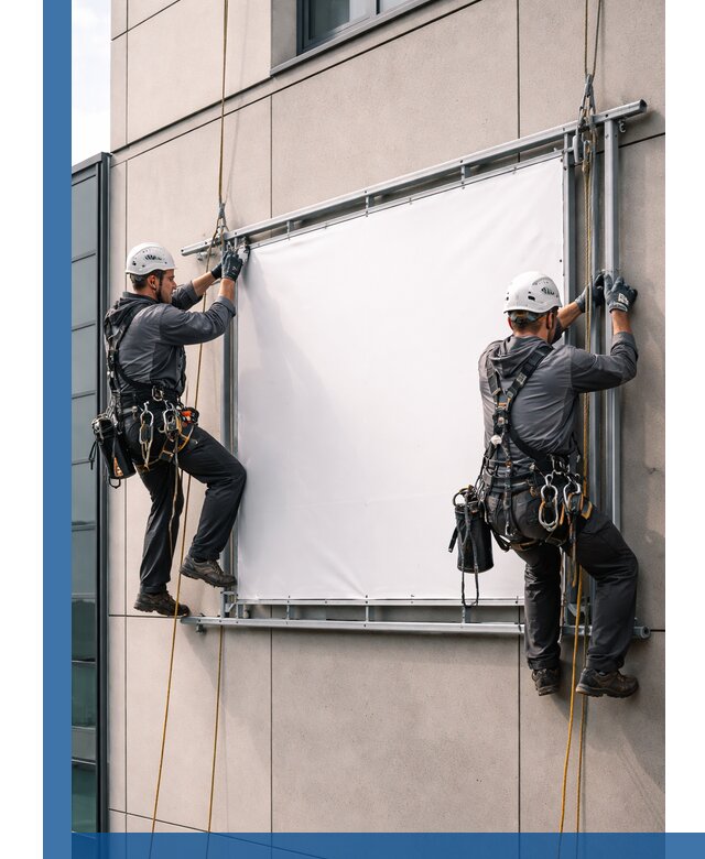 Монтаж наружной рекламной вывески в Долгопрудном под ключ