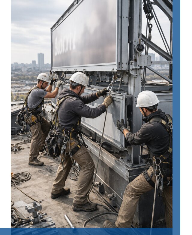 Монтаж крышной рекламной конструкции в Долгопрудном от 60876 р.|ВЫСОТНИК-Длг