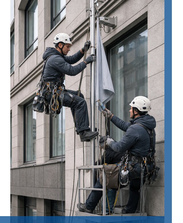 Установка флагов на фасаде в Долгопрудном от 4566 р. | ВЫСОТНИК-Длг