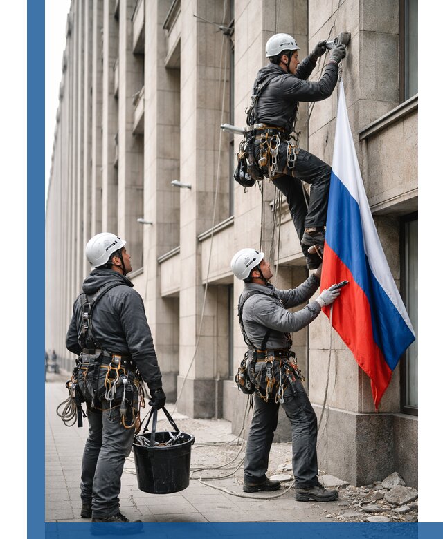 Профессиональная установка флагов на фасаде в Долгопрудном