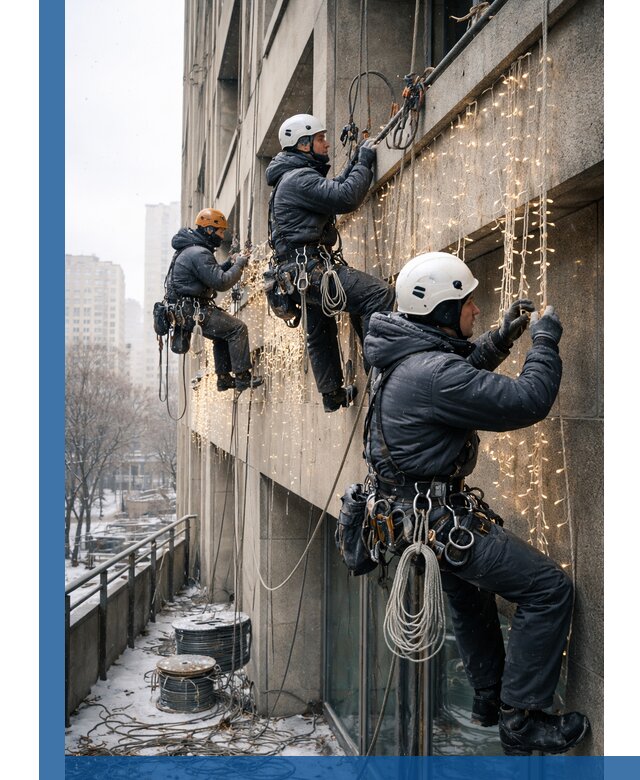 Монтаж новогодней иллюминации и украшение фасадов в Долгопрудном