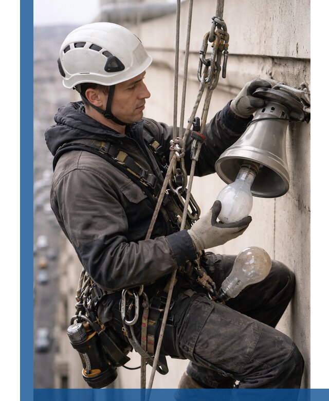 Замена ламп на высоте в Долгопрудном профессионально и быстро