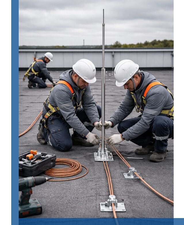 Монтаж молниезащиты на кровле в Долгопрудном под ключ с гарантией