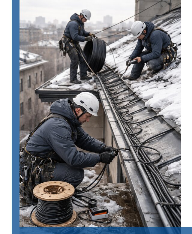 Монтаж греющего кабеля на кровле в Долгопрудном под ключ
