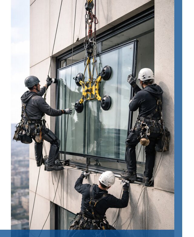 Монтаж стеклопакетов на высоте в Долгопрудном от 3247 р. | ВЫСОТНИК-Длг