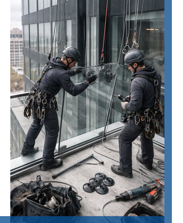 Монтаж стеклянных ограждений в Долгопрудном от 2537 р. | ВЫСОТНИК-Длг