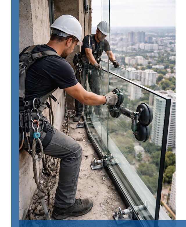 Монтаж стеклянных ограждений под ключ с гарантией в Долгопрудном