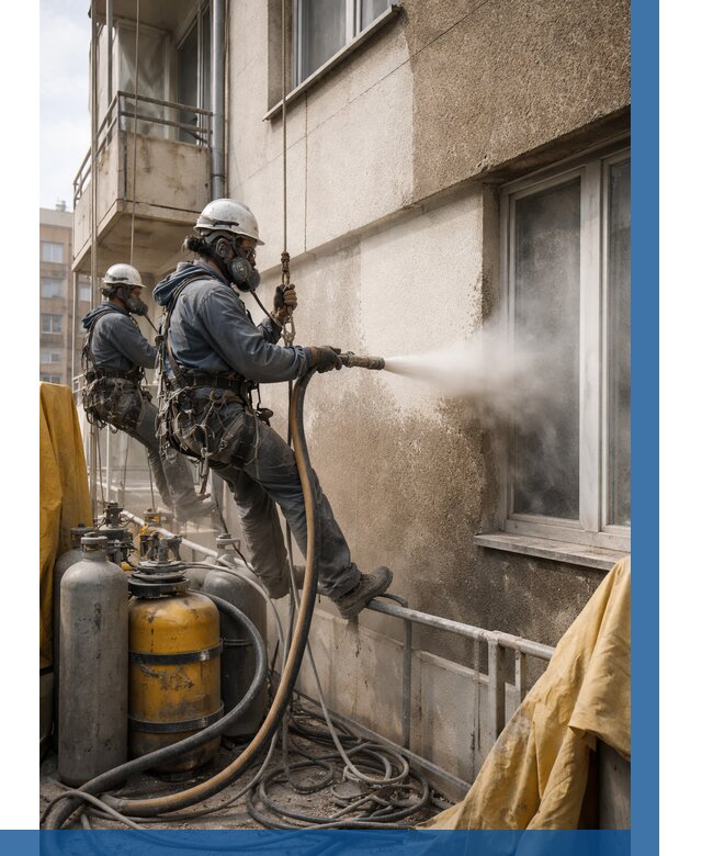 Пескоструйная очистка фасада в Долгопрудном от 659 р. | ВЫСОТНИК-Длг