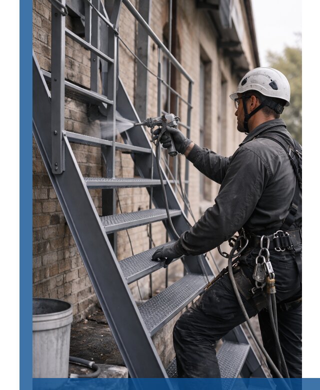 Покраска и антикоррозионная защита пожарных лестниц в Долгопрудном