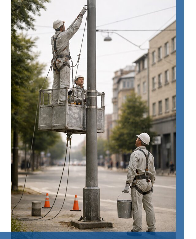 Покраска опор освещения в Долгопрудном от 5073 р. | ВЫСОТНИК-Длг