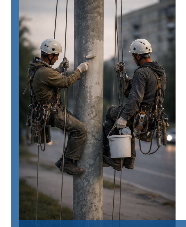 Покраска опор освещения и антикоррозийная защита в Долгопрудном