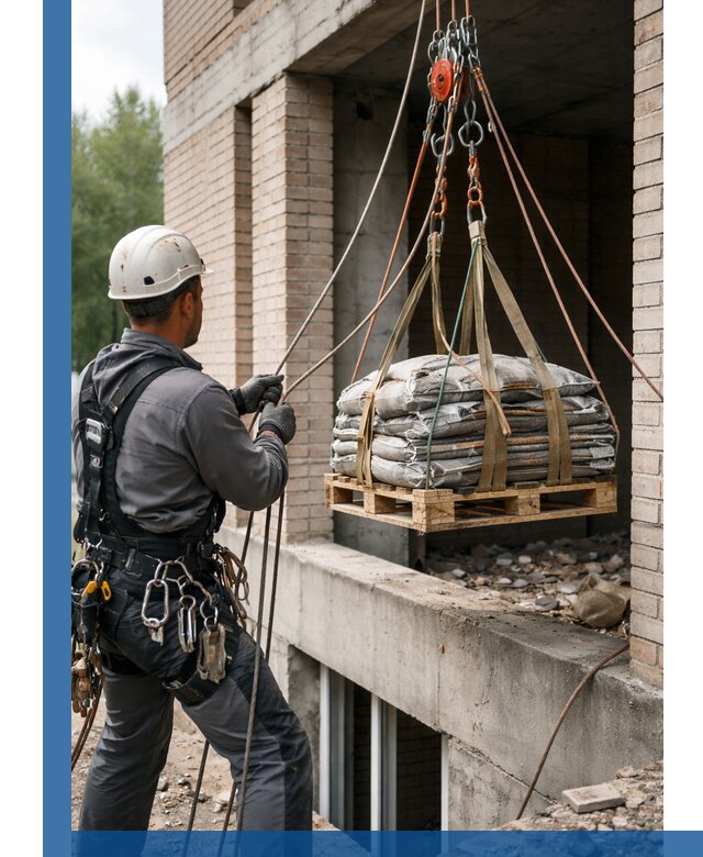 Подъем материалов на этаж веревками в Долгопрудном оперативно