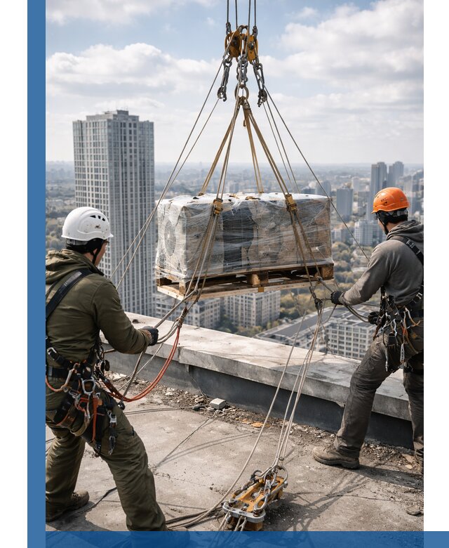 Подъем и монтаж крупногабаритных грузов на крышу в Долгопрудном