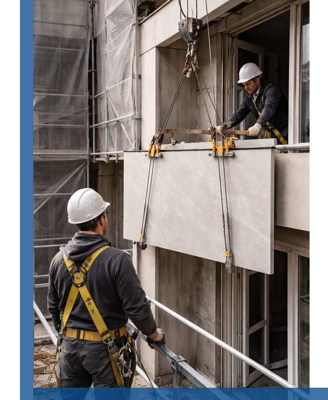 Подъем керамогранита на этаж в Долгопрудном грузчиками и техникой