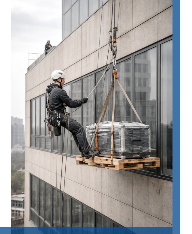 Спуск груза по фасаду в Долгопрудном от 3551 р. | ВЫСОТНИК-Длг