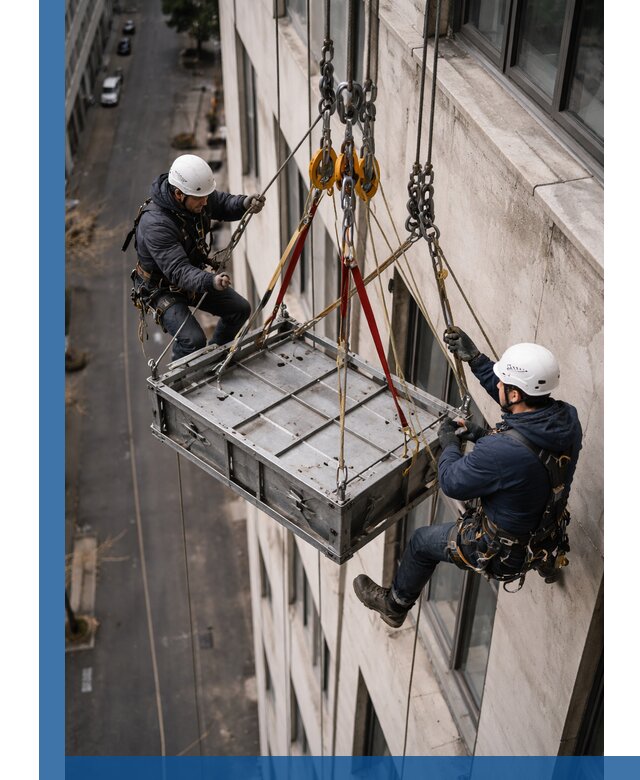 Спуск и подъем грузов по фасаду в Долгопрудном для зданий