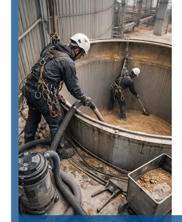 Профессиональная чистка зерновых бункеров в Долгопрудном с выездом