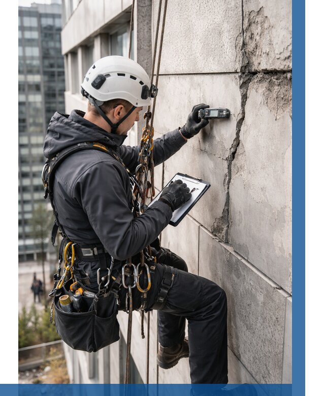 Обследование фасада альпинистами в Долгопрудном от 122 р. | ВЫСОТНИК-Длг