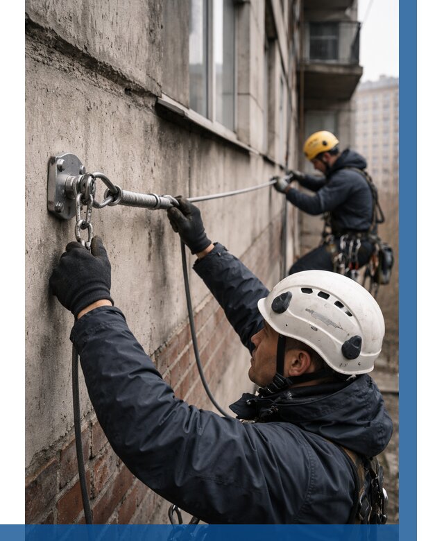 Монтаж анкерных линий в Долгопрудном от 3044 р. | ВЫСОТНИК-Длг