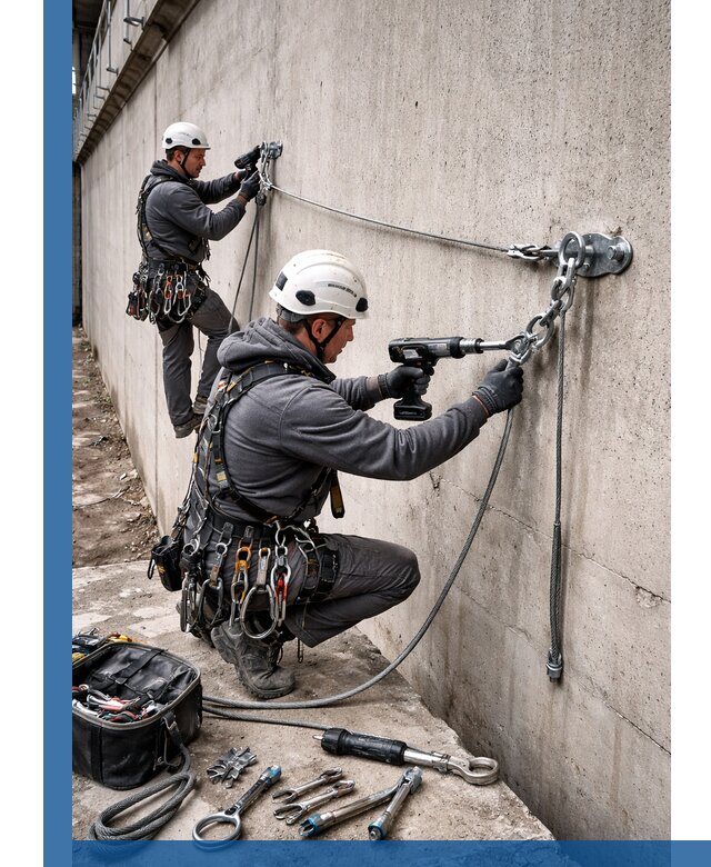 Монтаж анкерных линий высотной безопасности в Долгопрудном