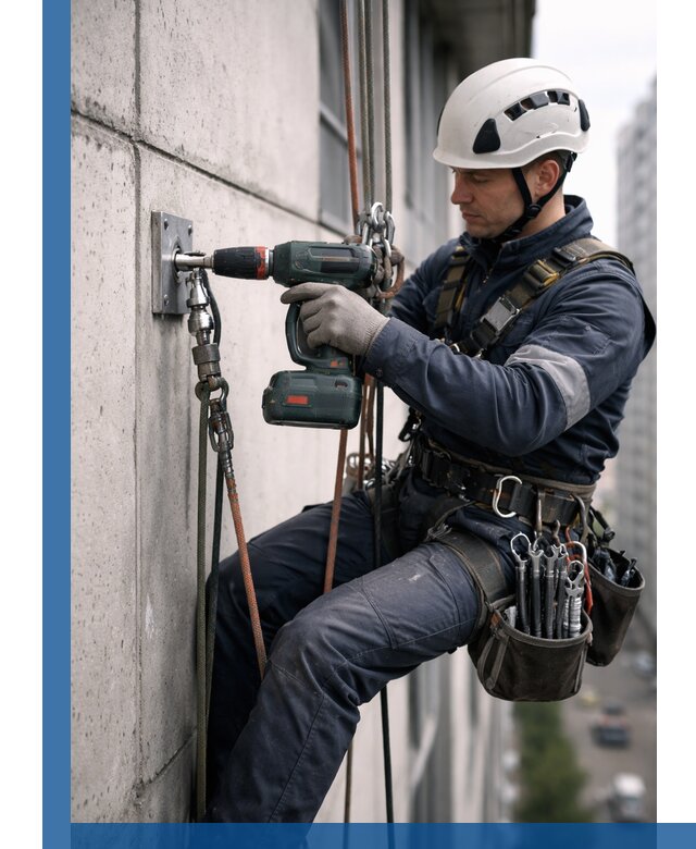 Установка анкерных точек для высотных работ в Долгопрудном