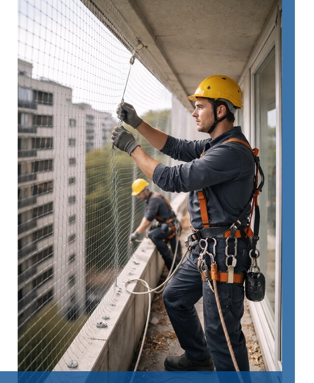 Монтаж сетки от птиц в Долгопрудном от 4566 р. | ВЫСОТНИК-Длг