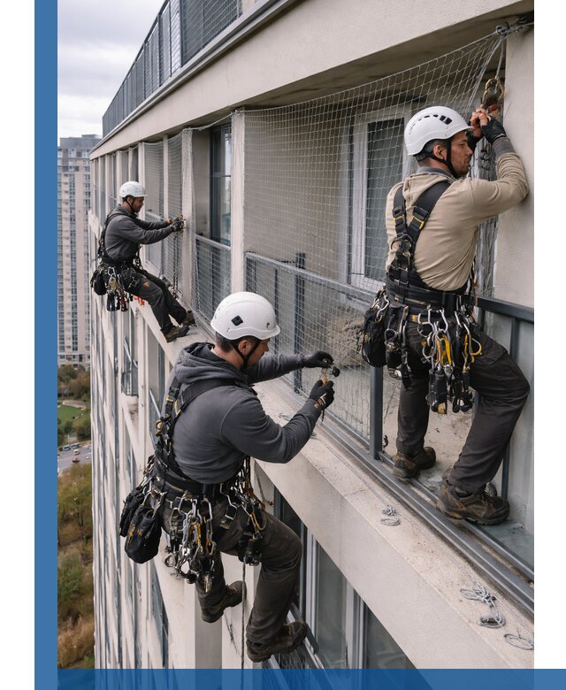 Профессиональный монтаж защитной сетки от птиц в Долгопрудном